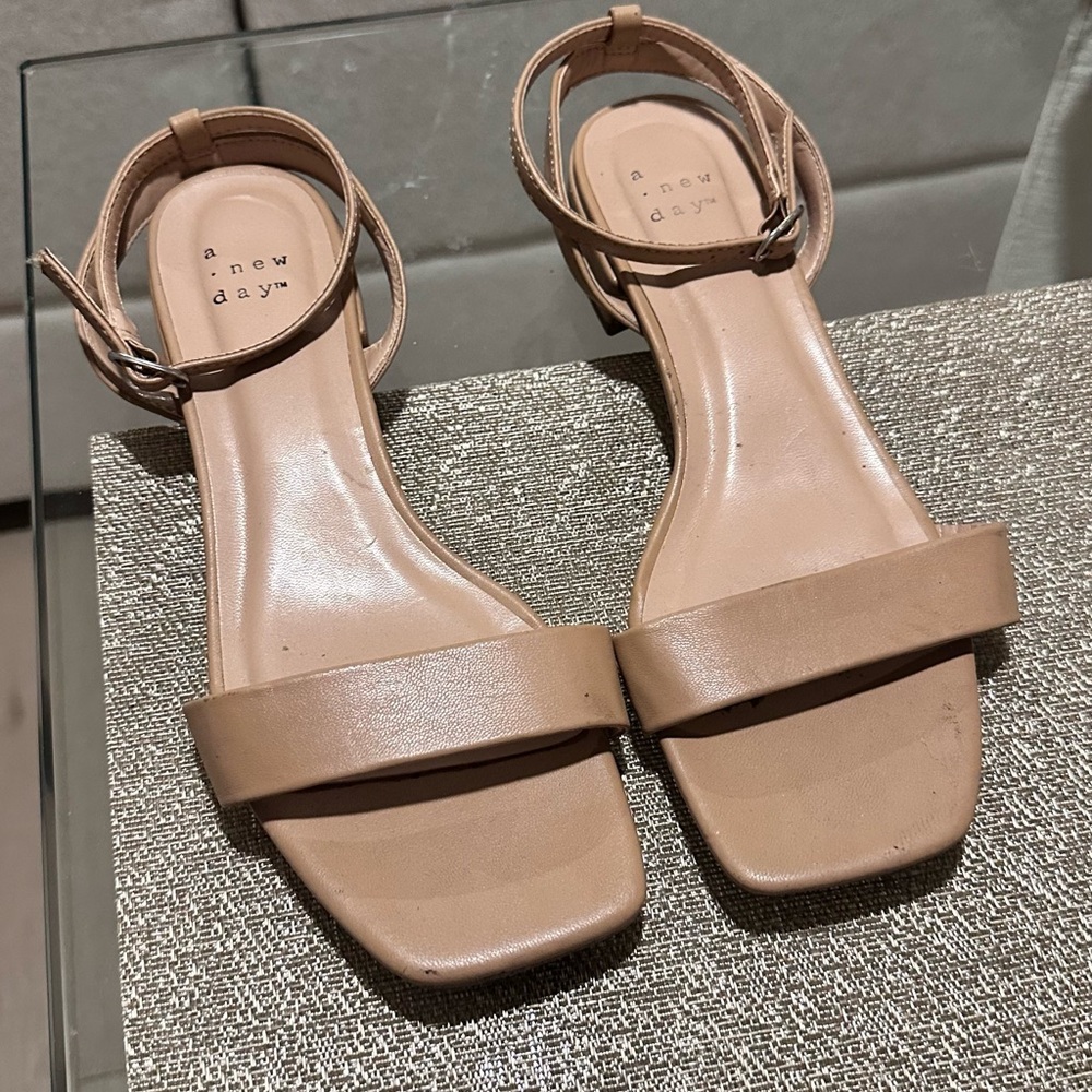 A New Day Tan Minimalist Sandals with Ankle Strap